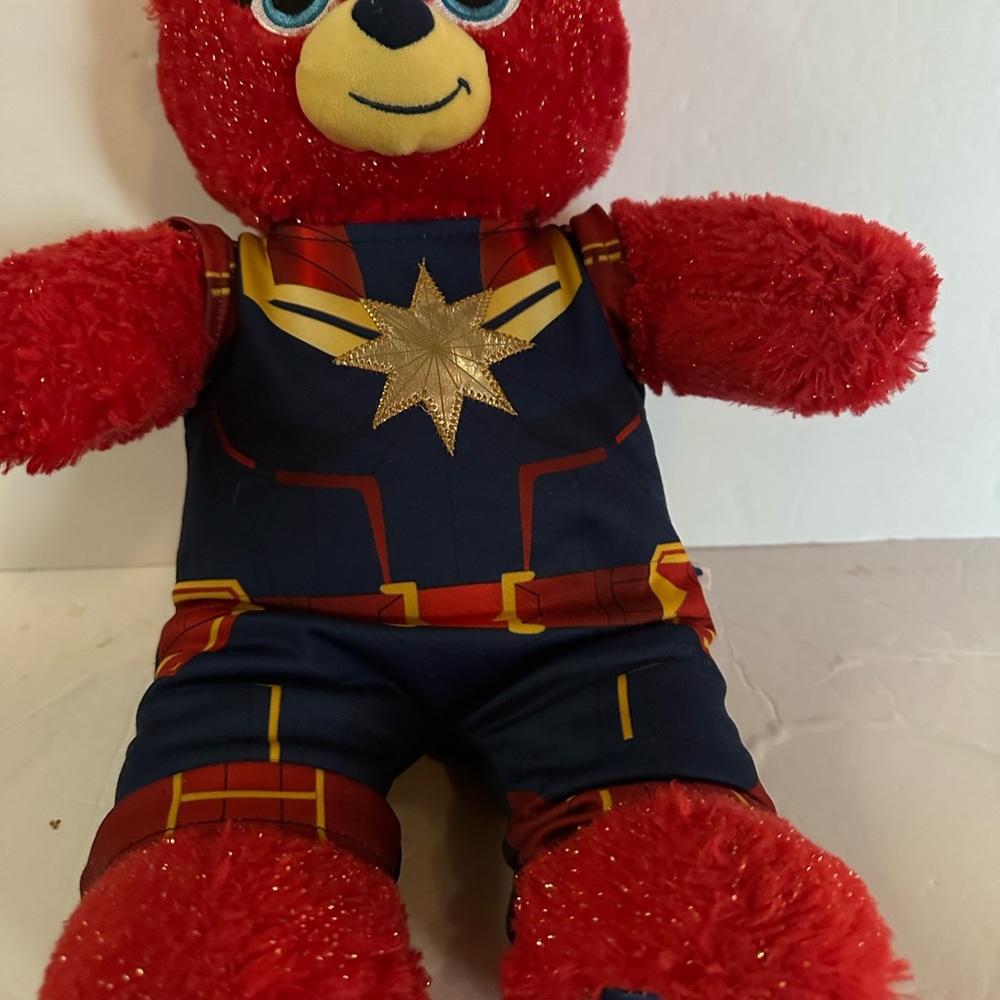 Red Plush Bear with Superhero Outfit